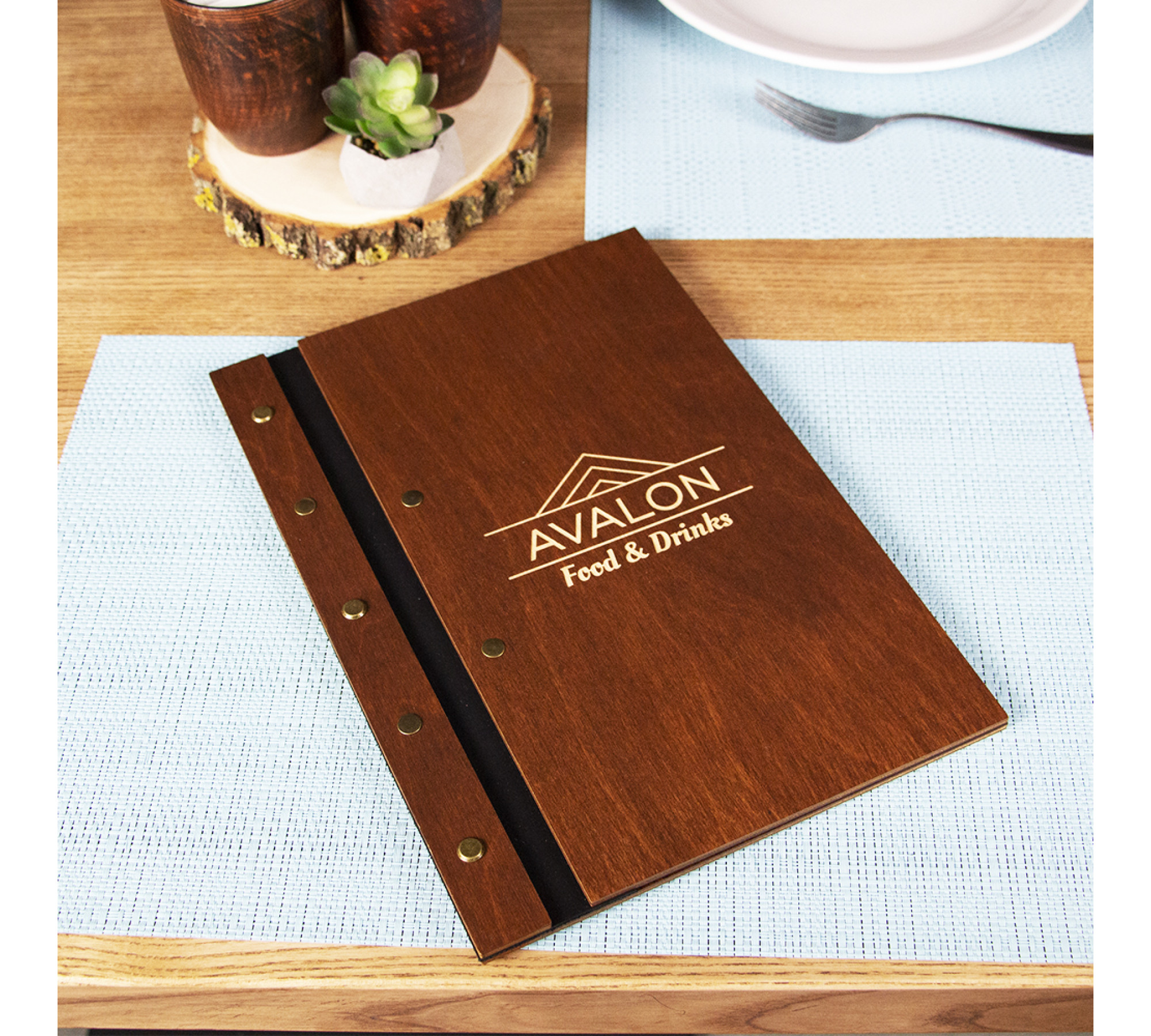 Wooden Menu Folder with Free Logo Engraving