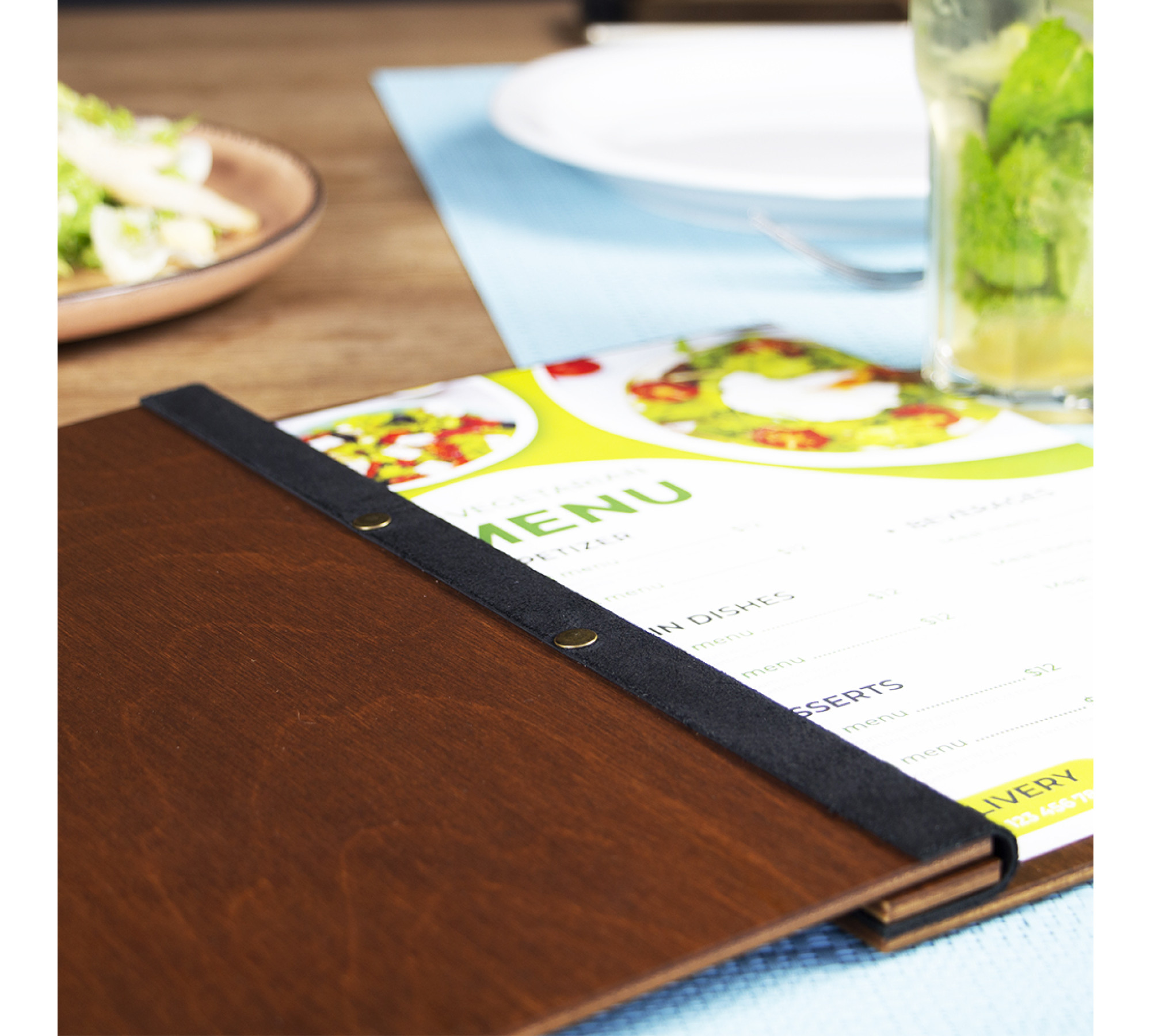 Wooden Menu Folder with Free Logo Engraving