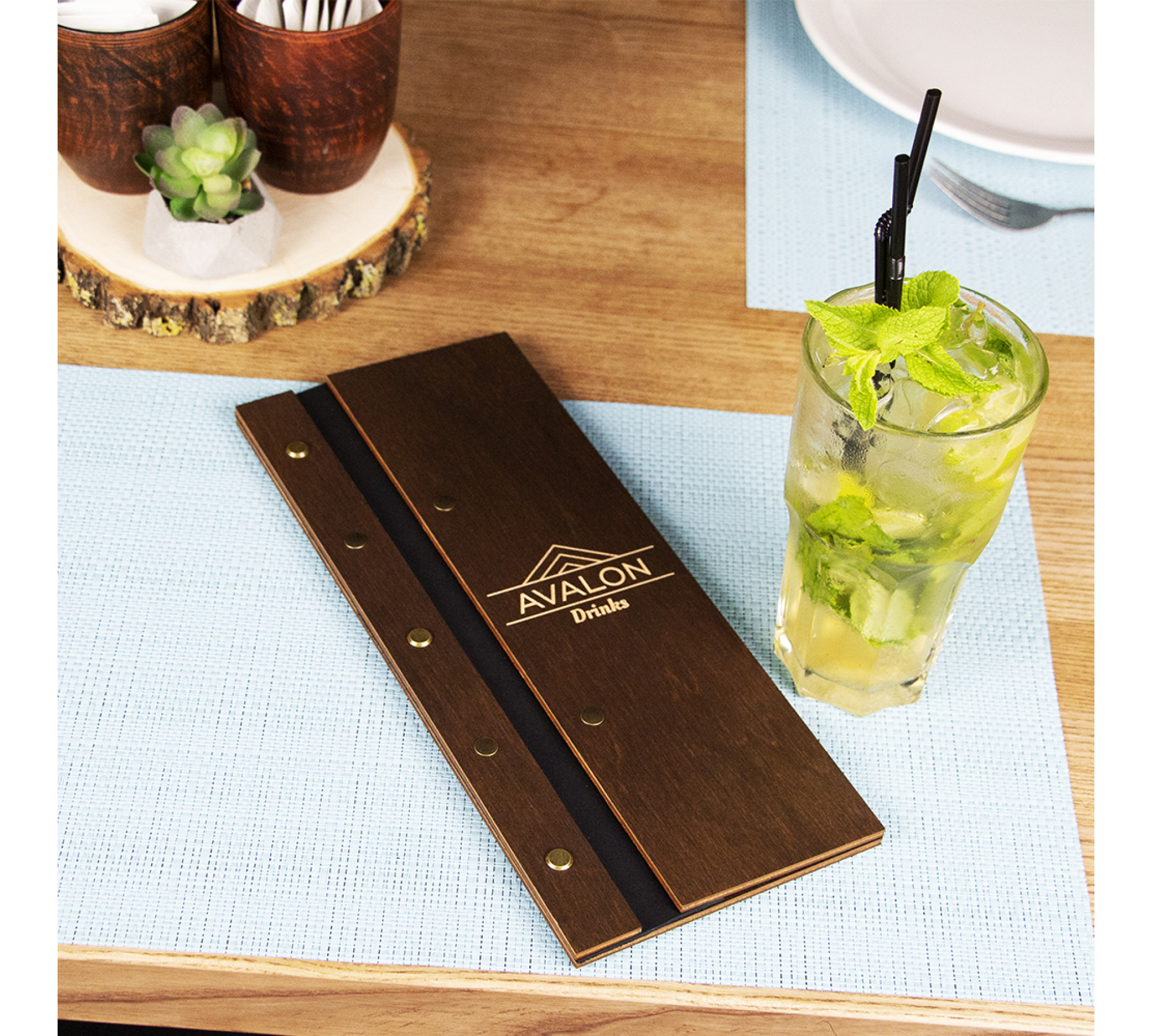 Wooden Menu Folder with Free Logo Engraving