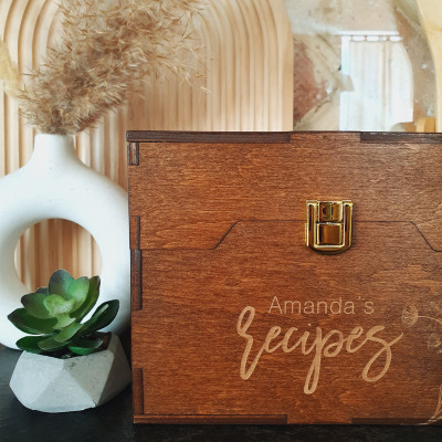 Custom Wooden Recipe Box for Family Recipes - Gift For Daughter Custom Wooden Recipe Box for Family Recipes - Gift For Daughter