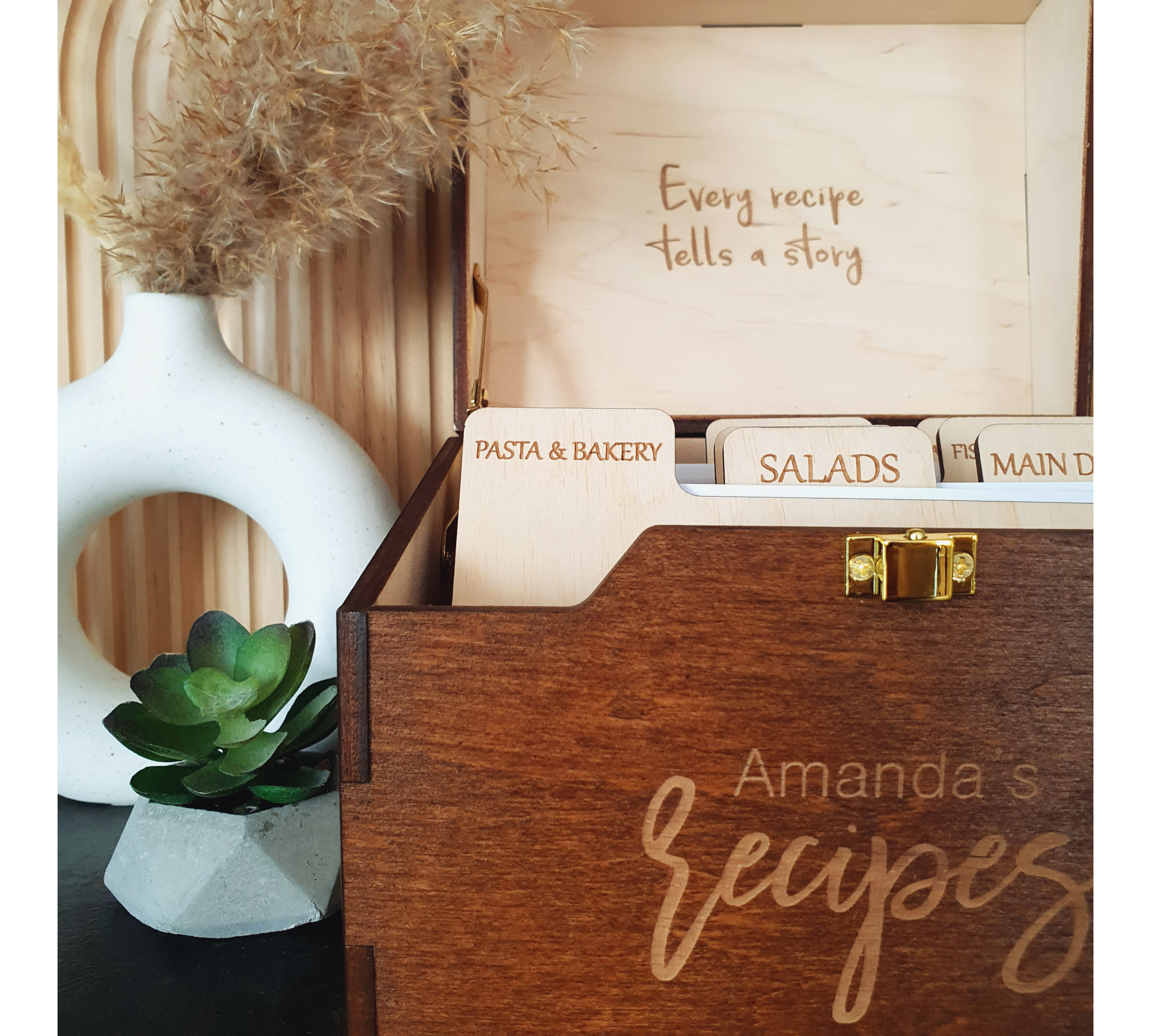 Floral Personalized Wooden Recipe Box Personalized Gift