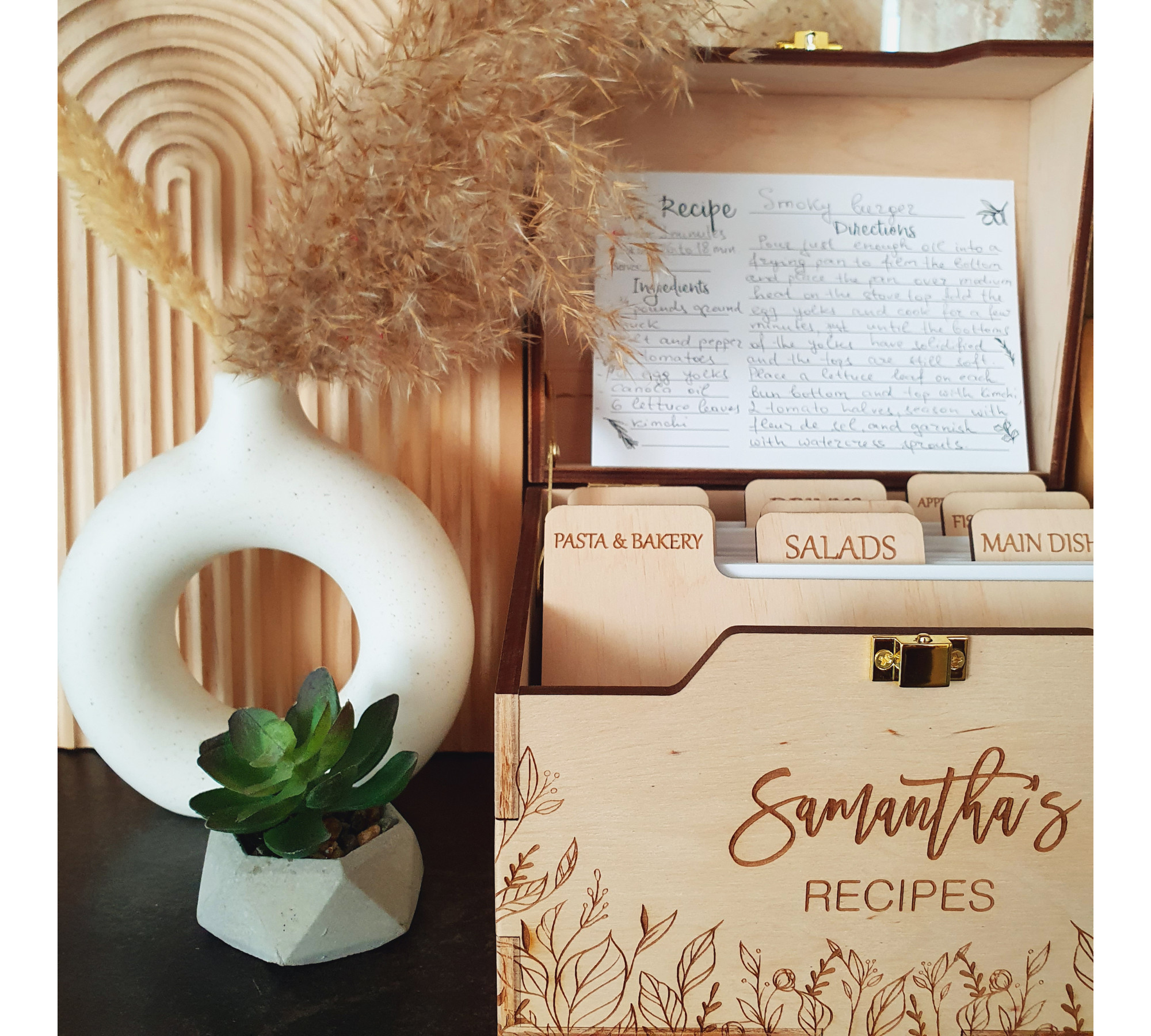 Custom Wooden Recipe Box for Family Recipes