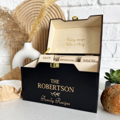 Premium Wooden Recipe Organizer with Recipe Cards - Hausewarming Gift