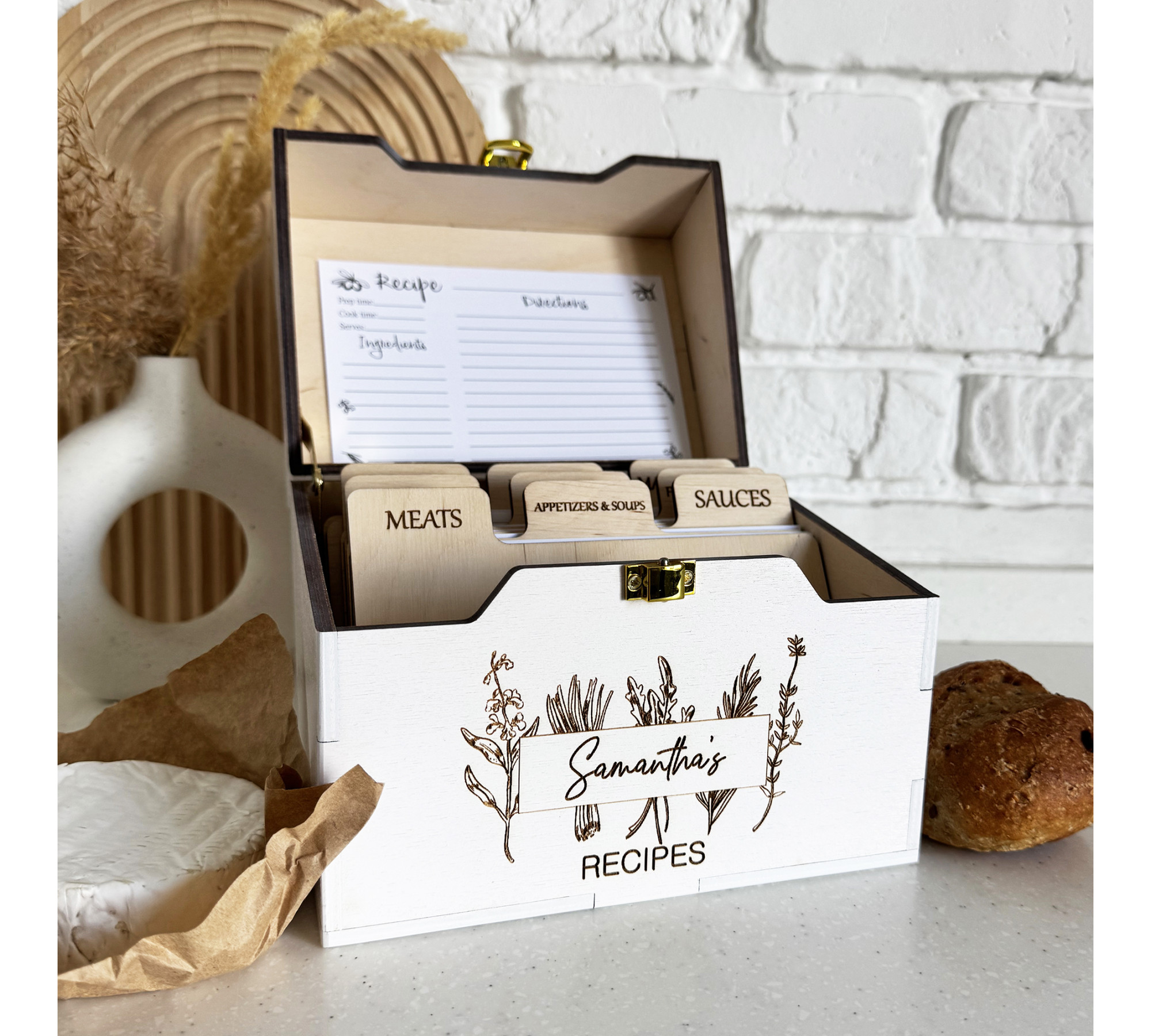 Custom Wooden Heirloom Recipe Box Family Recipes