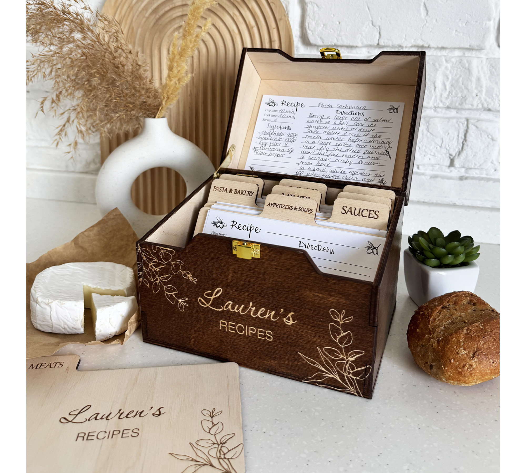 Custom Wooden Heirloom Recipe Box Family Recipes