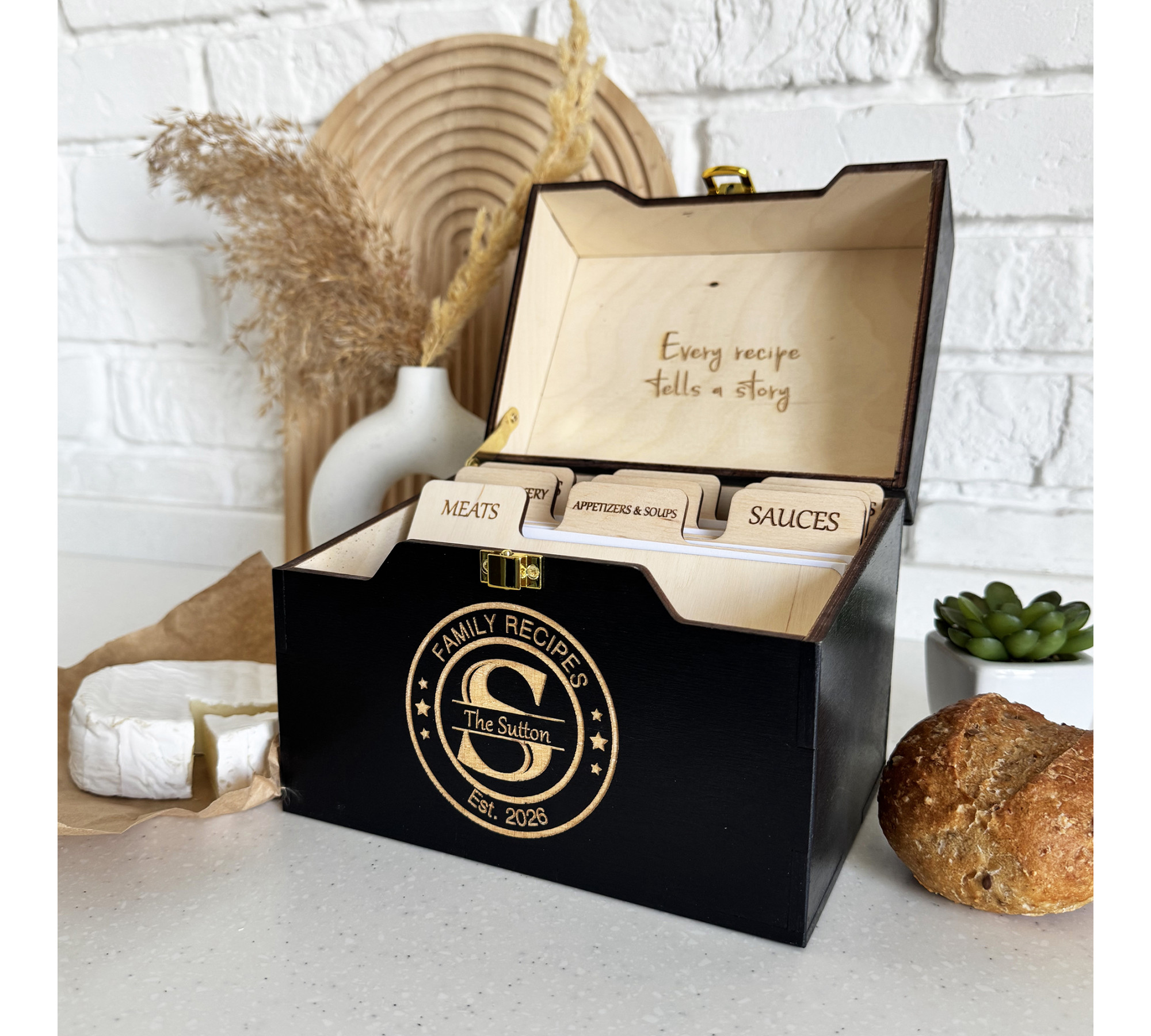 Custom Wooden Heirloom Recipe Box Family Recipes