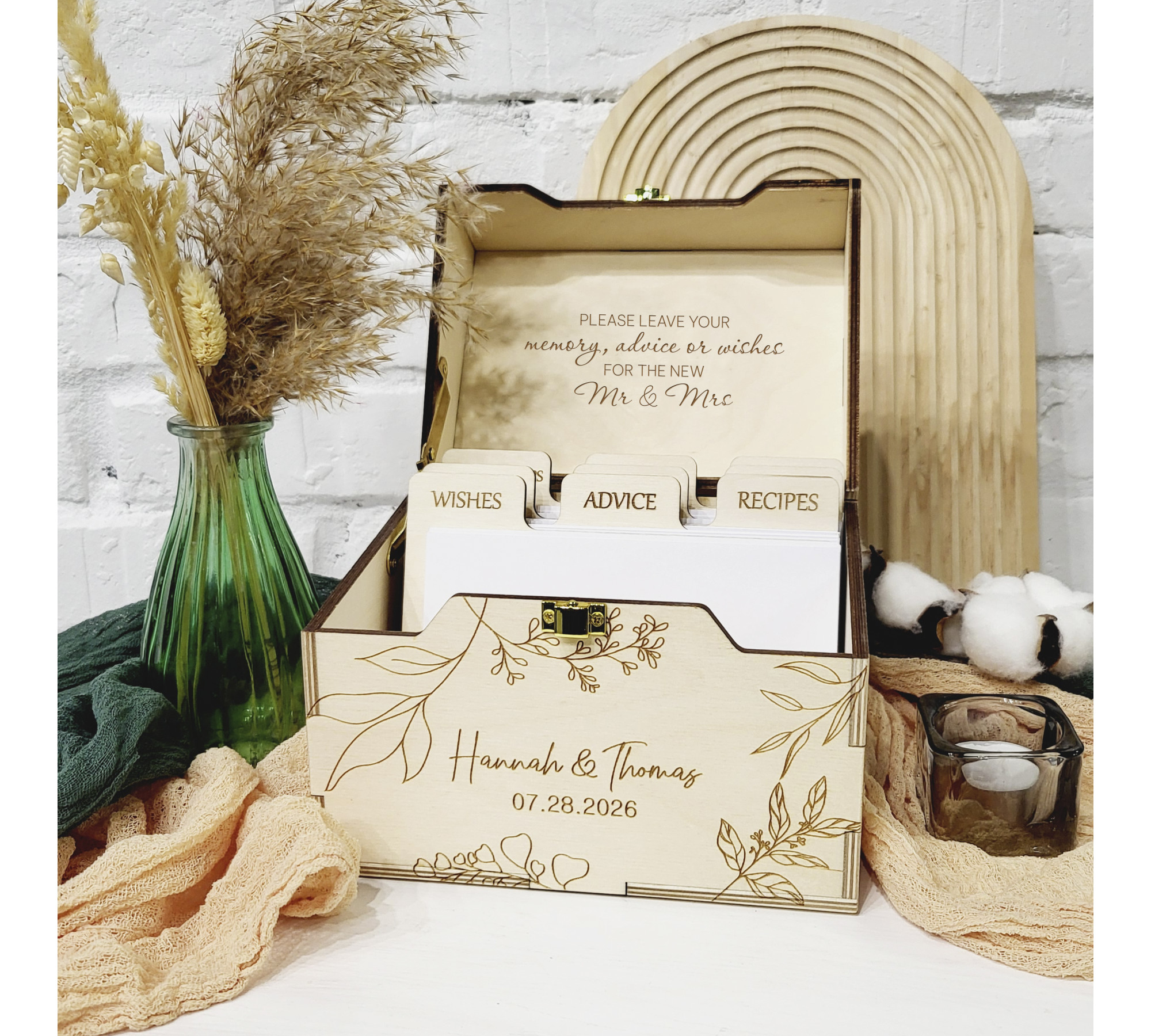 Personalized Advice Card Box – Elegant Wedding Guest Book Alternative