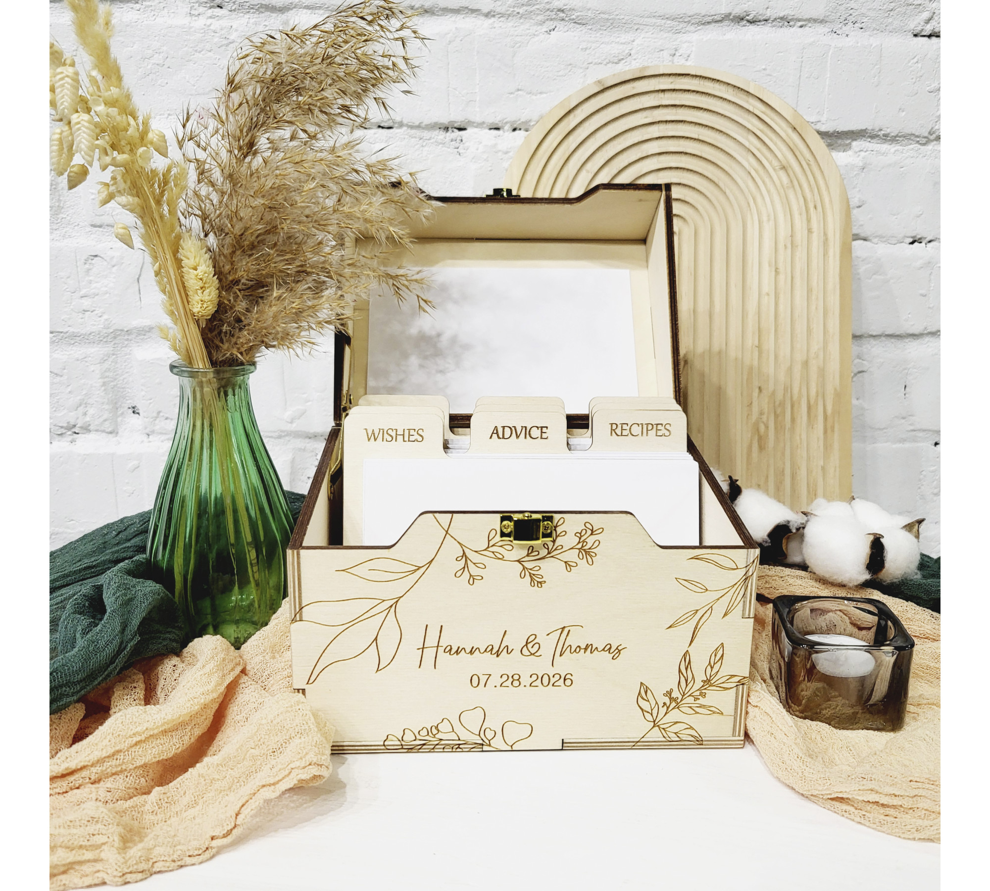 Personalized Wedding Wishes Box with Dividers and Cards Personalized Wedding Wishes Box with Dividers and Cards