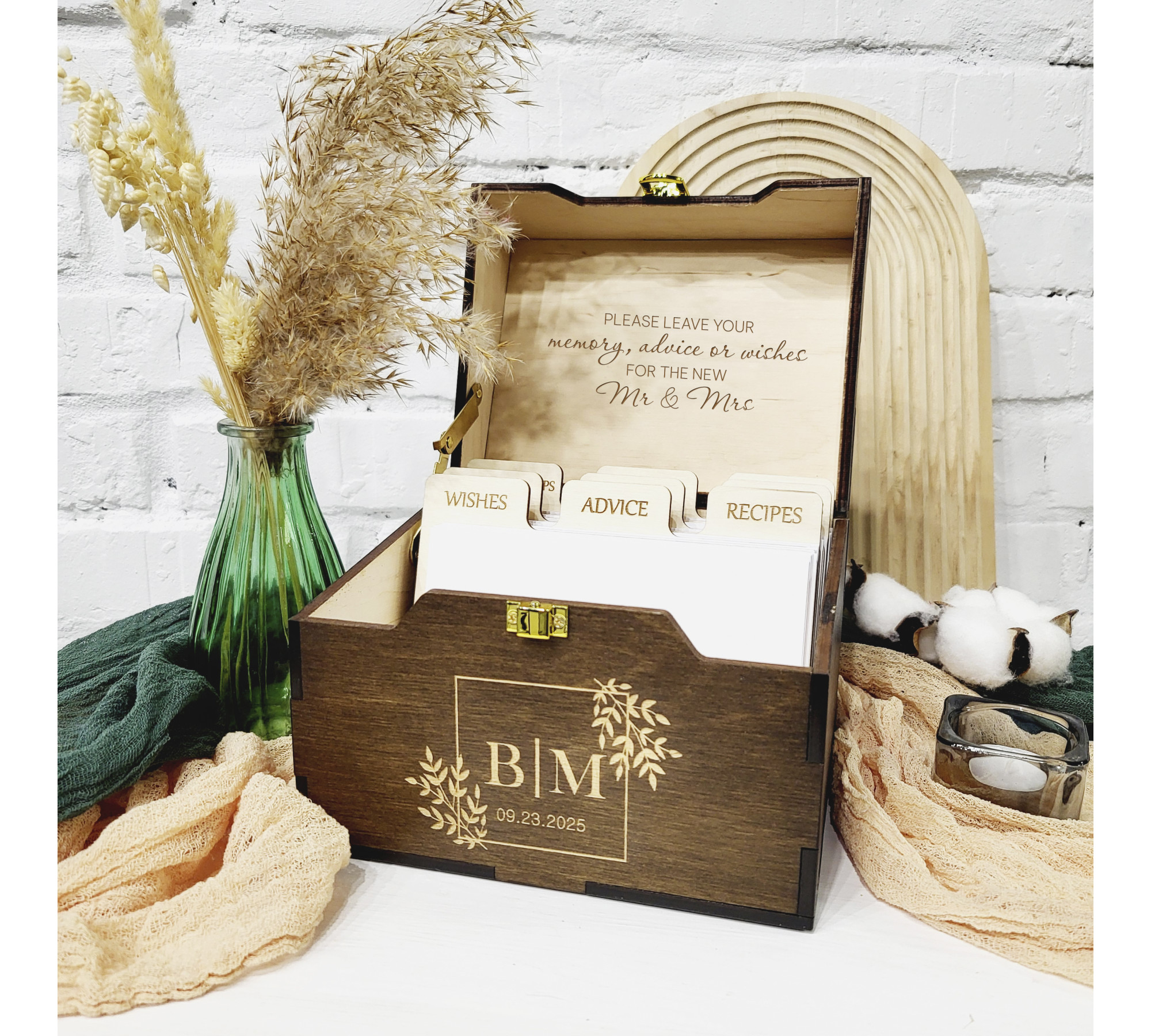 Personalized Advice Card Box – Elegant Wedding Guest Book Alternative