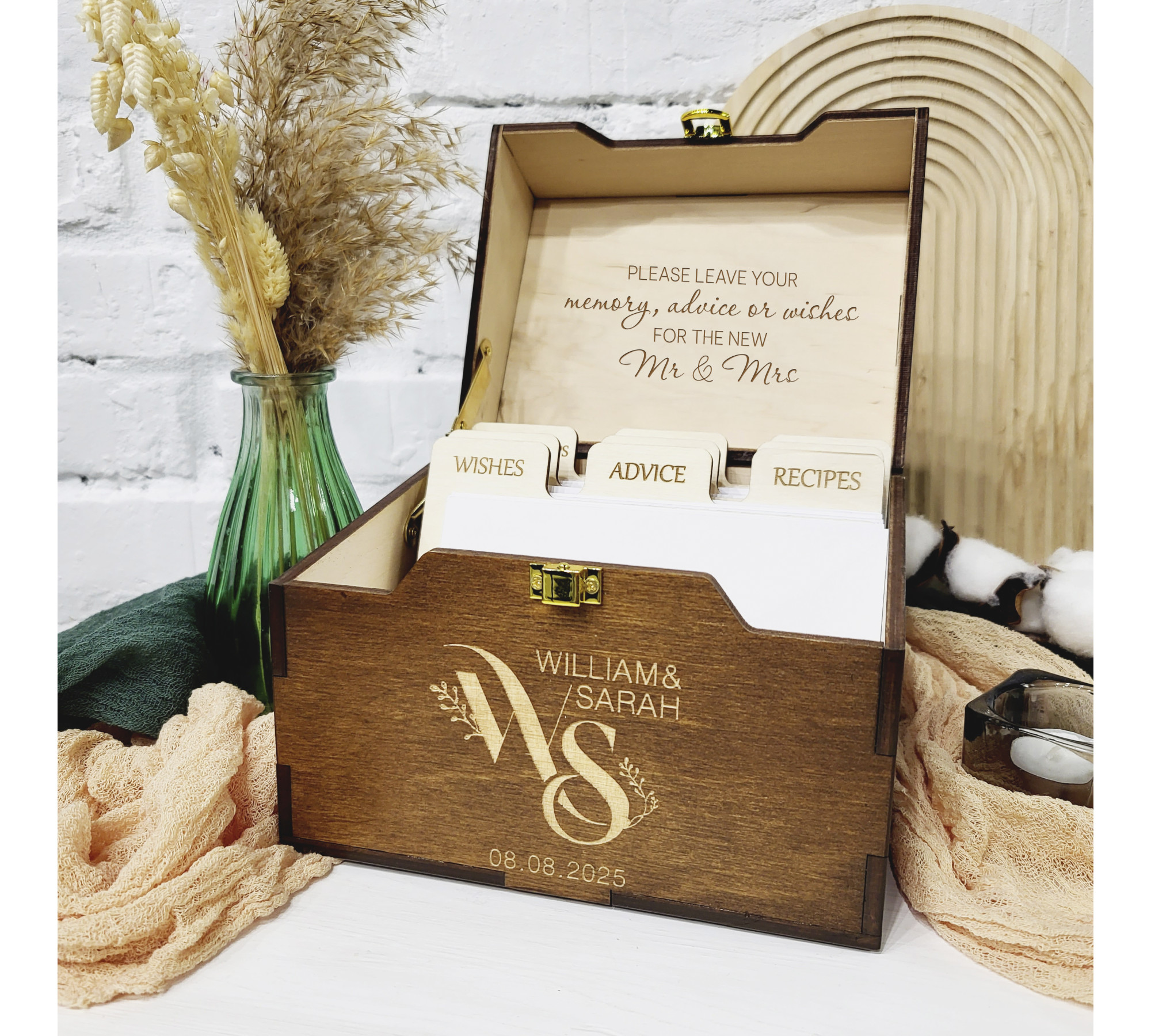 Personalized Advice Card Box – Elegant Wedding Guest Book Alternative