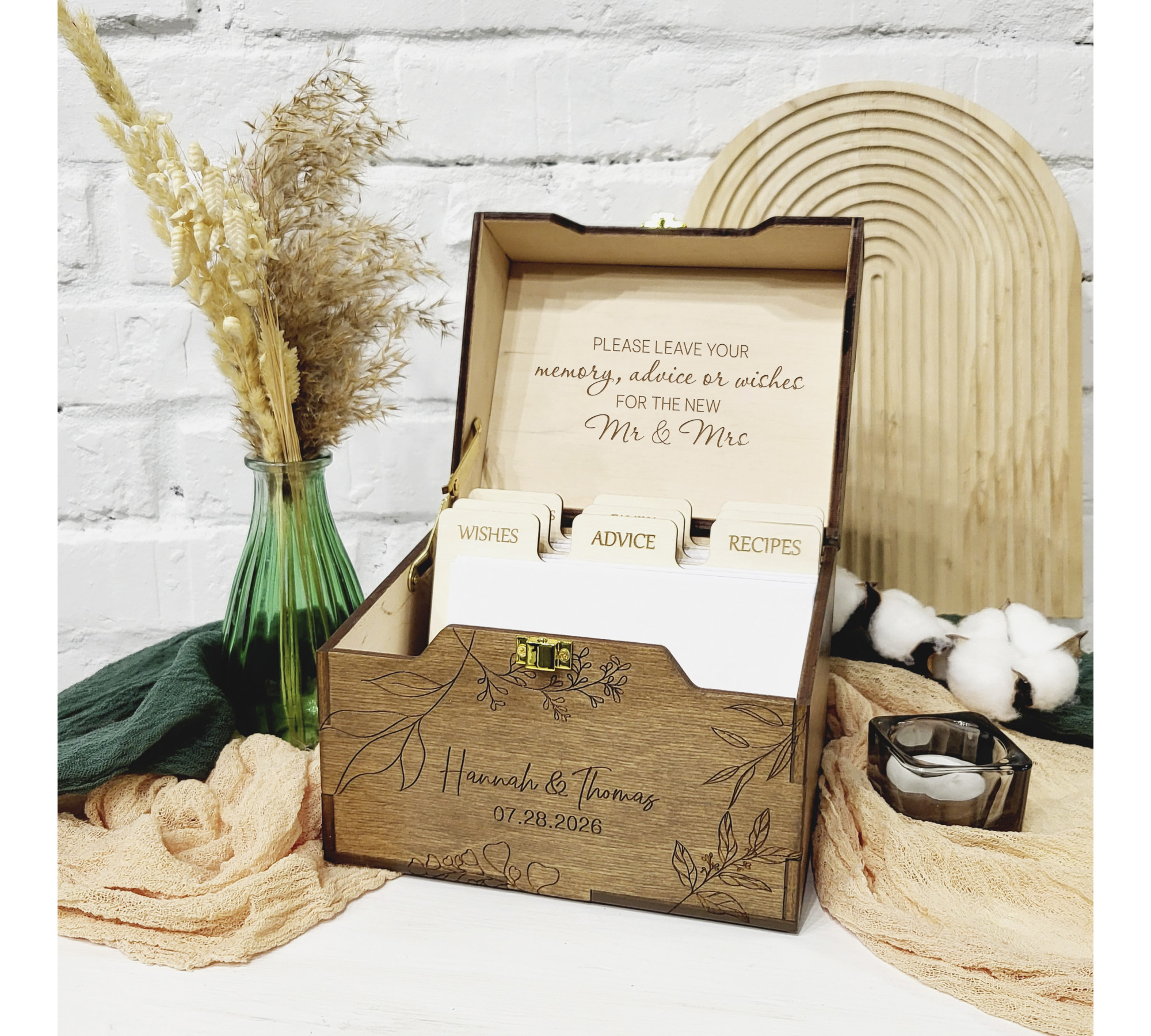 Personalized Advice Card Box – Elegant Wedding Guest Book Alternative