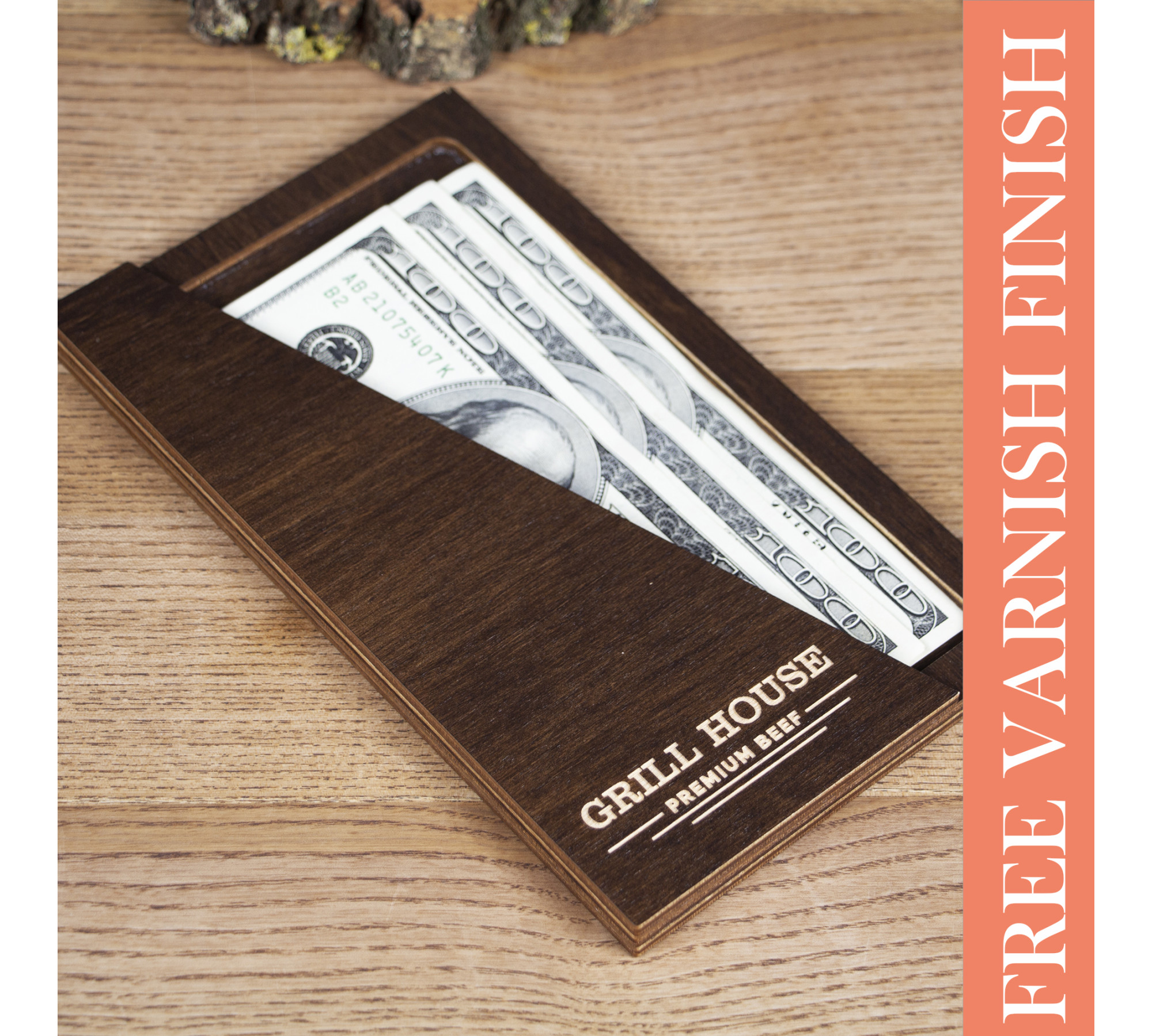 Wooden Check Presenters – Custom Engraved Bill Holders