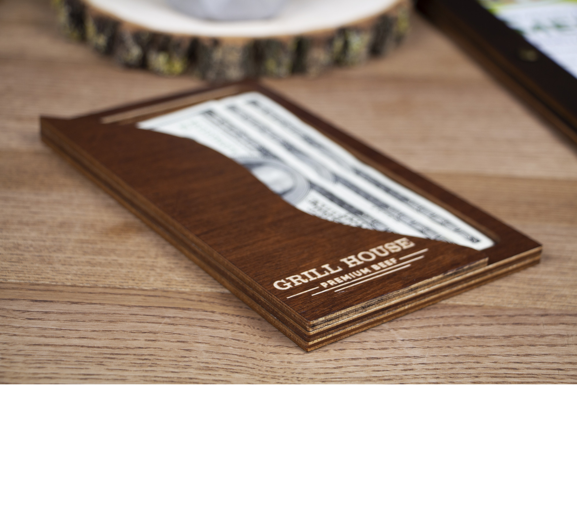 Wooden Check Presenters – Custom Engraved Bill Holders