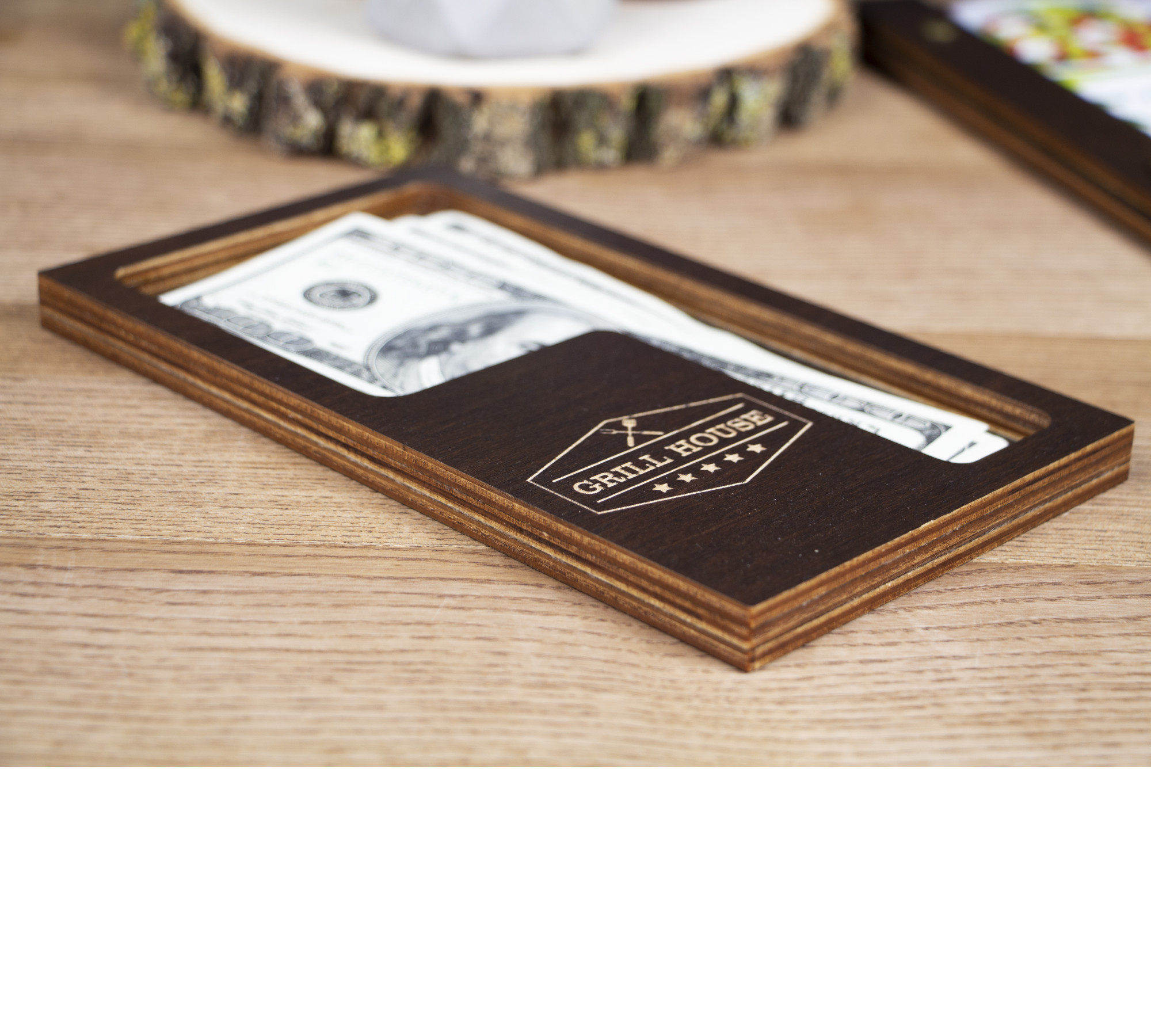 Wooden Check Presenters – Custom Engraved Bill Holders