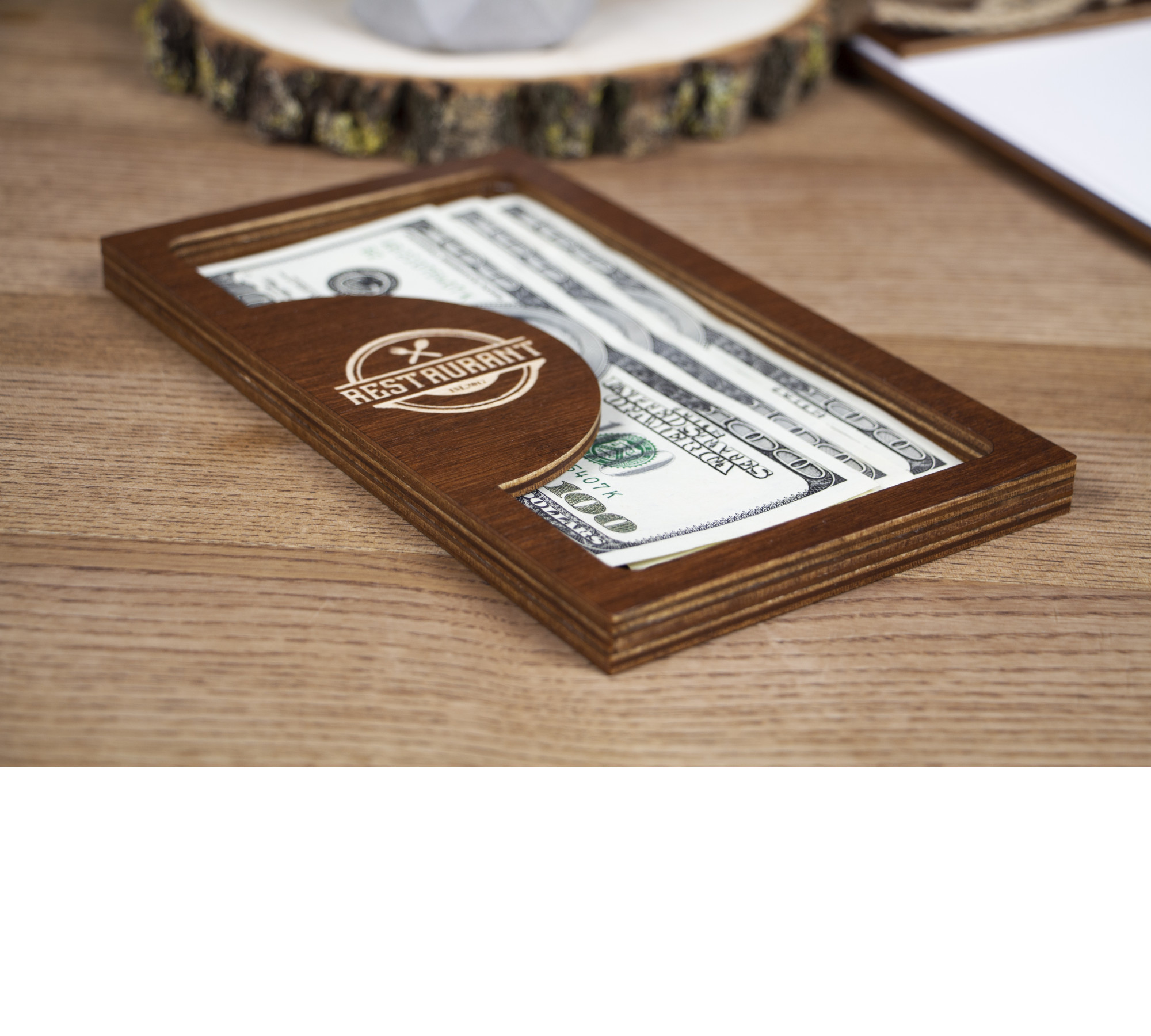 Wooden Check Presenters – Custom Engraved Bill Holders