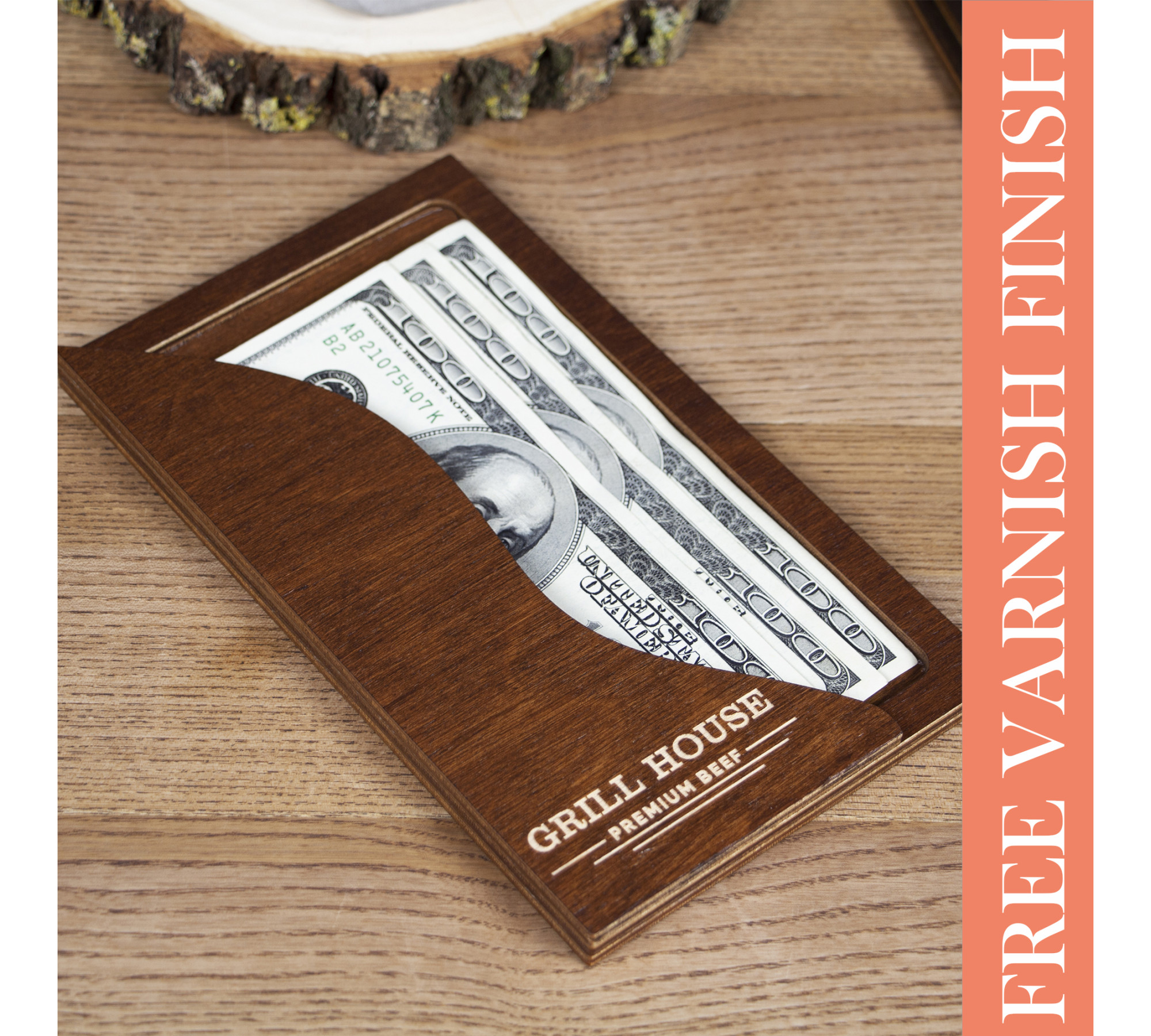 Wooden Check Presenters – Custom Engraved Bill Holders