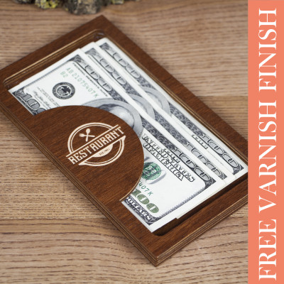 Wooden Check Presenter with Custom Logo Engraving – Premium Restaurant Bill Holder