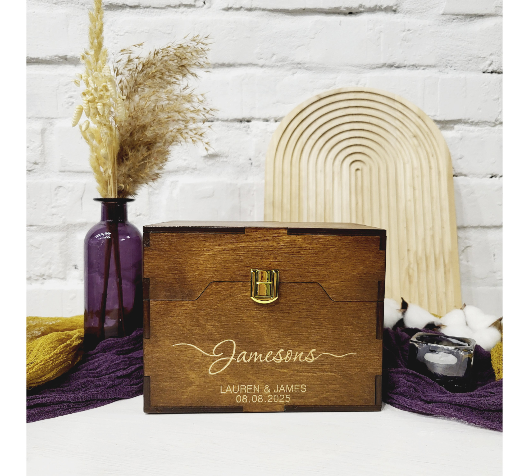 Personalized Wedding Wishes Box with Dividers and Cards