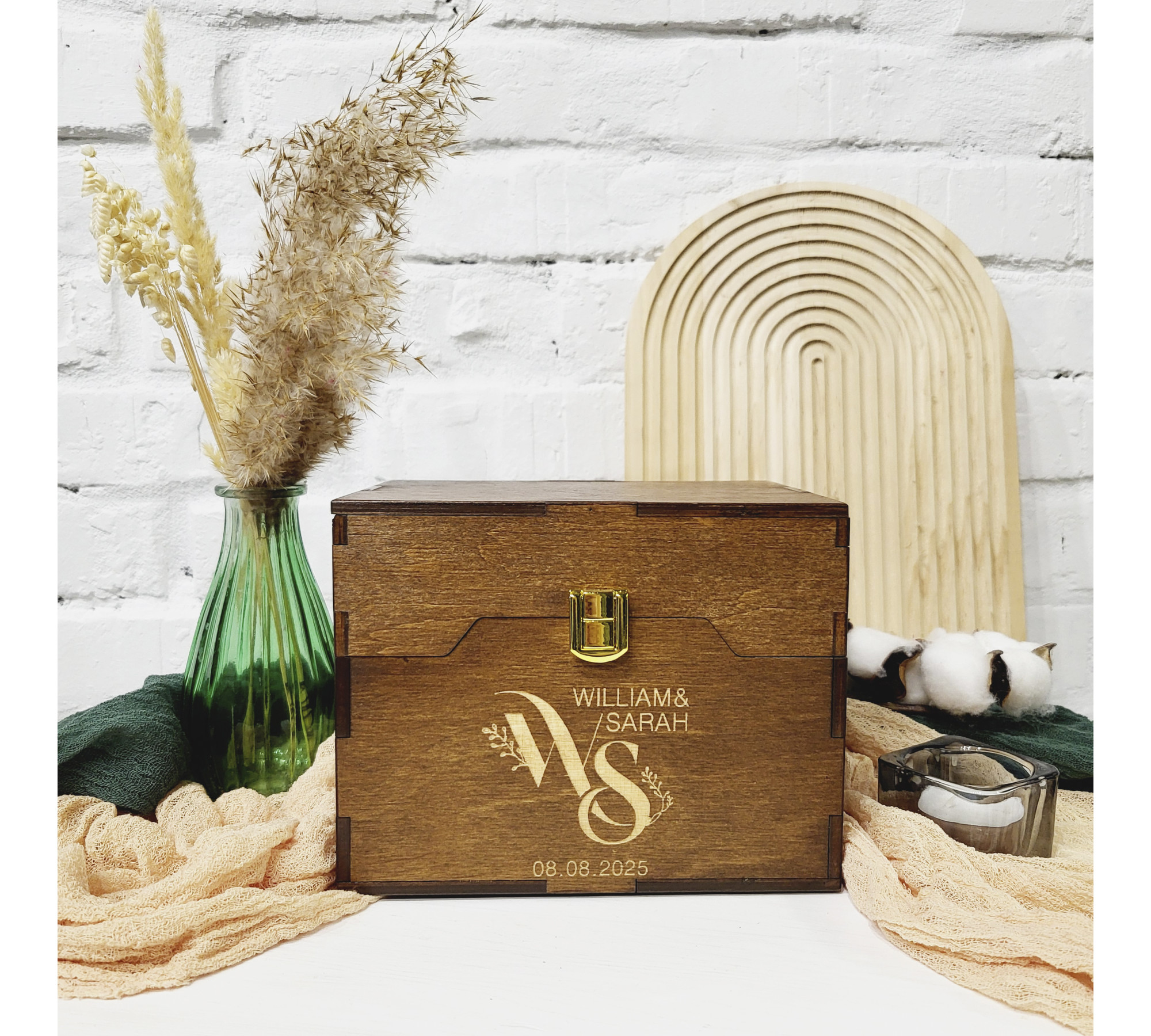 Personalized Wedding Wishes Box with Dividers and Cards