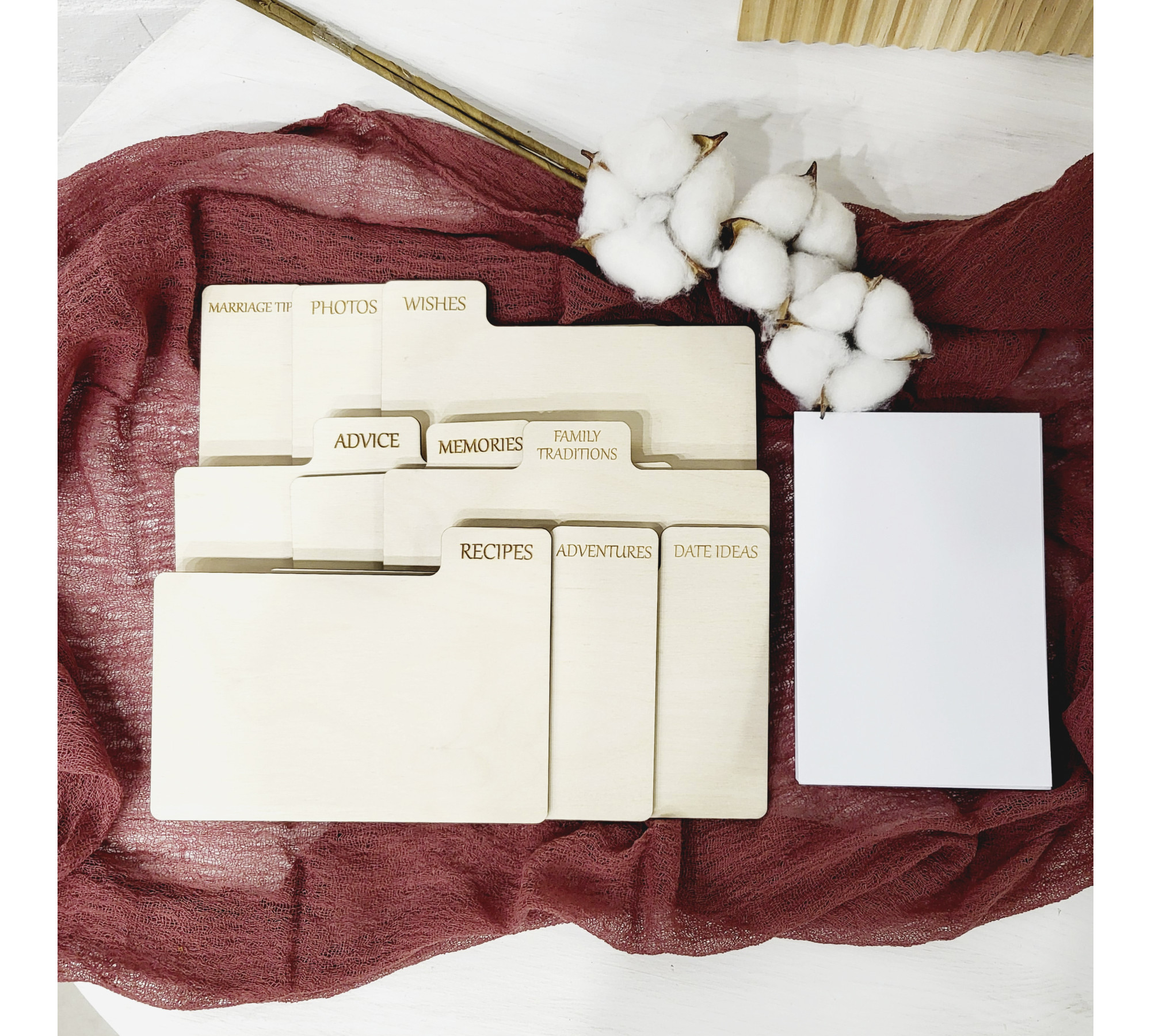 Personalized Wedding Wishes Box with Dividers and Cards