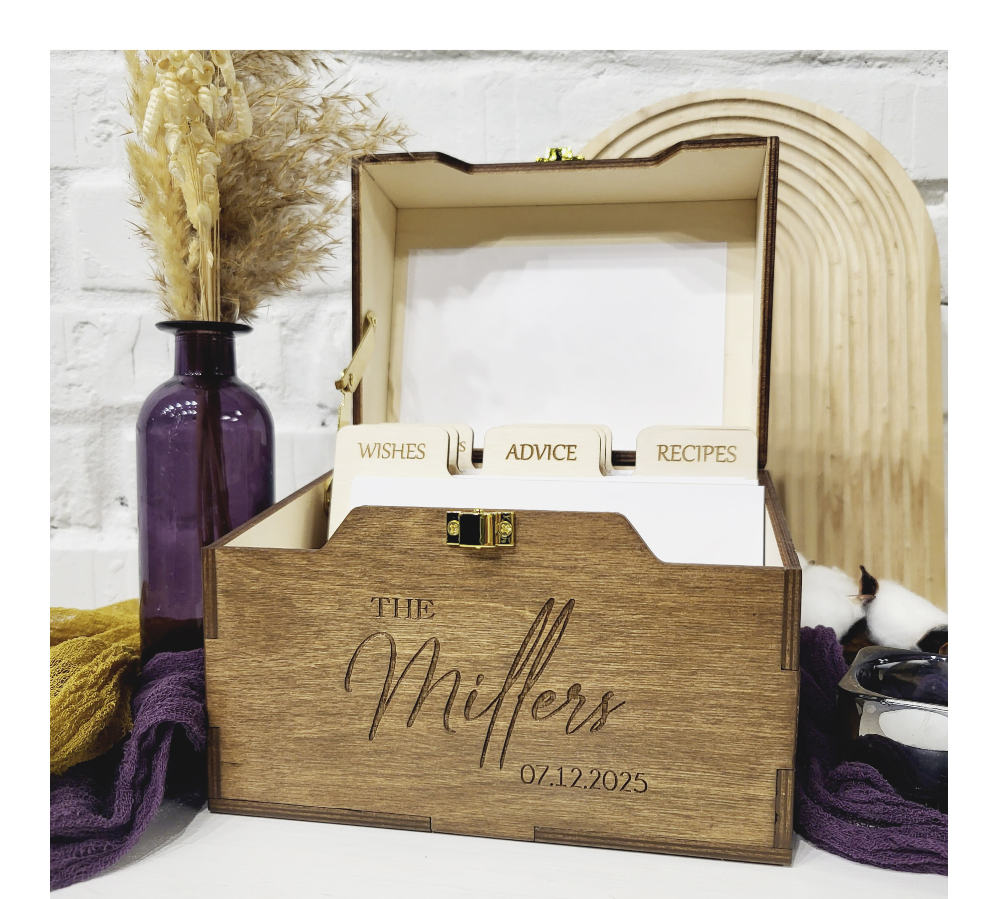 Personalized Wedding Wishes Box with Dividers and Cards
