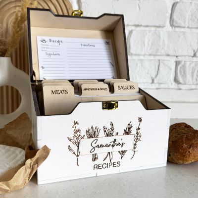 Custom Wooden Heirloom Recipe Box - Gift For Grandmather