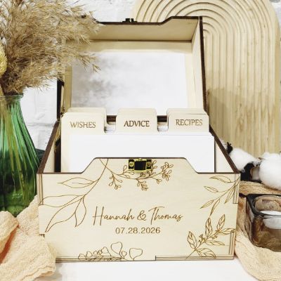 Personalized Advice Card Box Wedding Guest Book Alternative Wishes Well Box